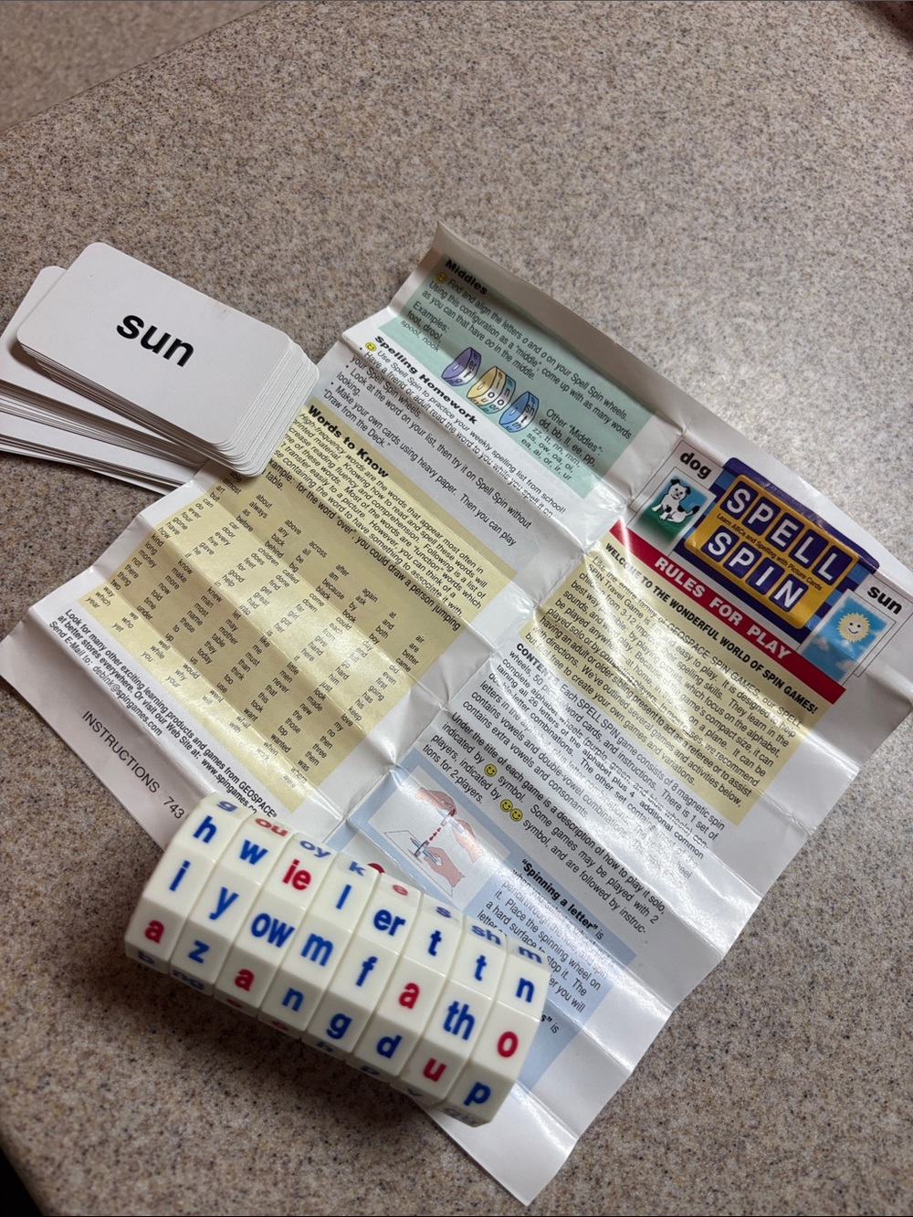 Word Dice Game - White Dice with Blue & Red Letters